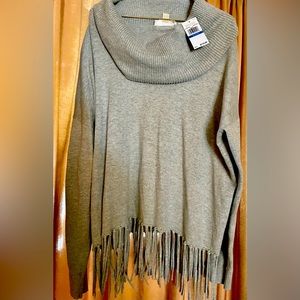 - - Michael Kors Fringed Sweater Gray XL